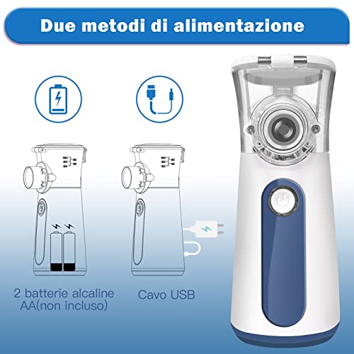 Aerosol Portatile Per Bambini E Adulti , Inalatore Aerosol Ultrasuoni Silenzioso Con Boccaglio E Maschera, Ricaricabile Usb ,Nessuna Batteria, Nebulizzatore Aerosol - 4
