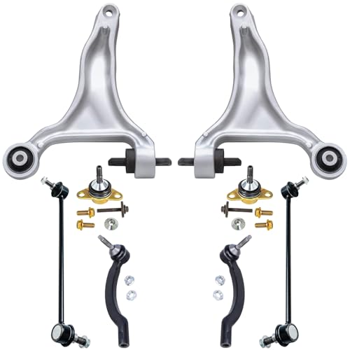 Image of Detroit Axle - AWD Front End Suspension Kit for 2002-2005 Volvo V70, 2 Lower Control Arms 2 Outer Tie Rod End Links 2 Sway Bar Links 2 Lower Ball Joints 2003 2004 Replacement
