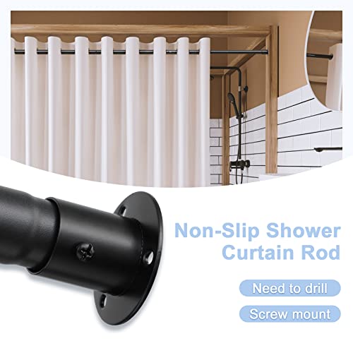 Shower Curtain Rod, 31 To 41 Inch Heavy Duty Shower Rods For Bathroom Matte Black Adjustable Non Slip Shower Curtain Rod Drill Mount #TOP1