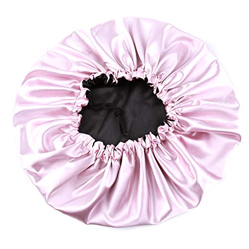 Image of Extra Large Adjustable Double Layer Satin Hair Bonnets with Drawstring for Women Night Sleeping Long Silky Satin
