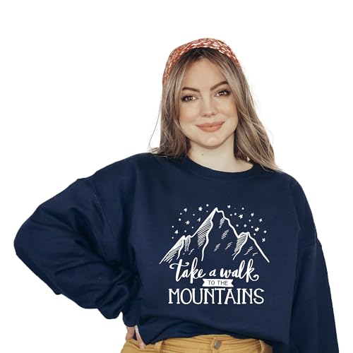 Take a walk to the mountain Camping Hiking Men Women's Long Sleeve Crewneck Sweatshirt flower Print Graphic Shirts Pullover Tops 6