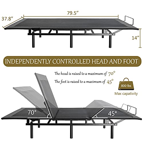 Sha Cerlin 14 Inch Twin Xl Size Adjustable Bed Base/Bed Frame With Head And Foot Articulation Incline, Wireless Remote,Wood Board Support (Base Only) #TOP3