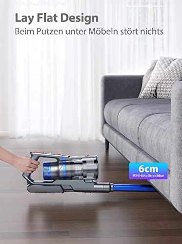 BuTure JR500 Akku Staubsauger 33000 Pa Starke Saugleistung, Staubsauger kabellos Längere Laufzeit 55min, Kabelloser Staubsauger mit LED Anti-Tangle Elektrobürste, Abnehmbarer Akku, Wandhalterung – Bild 3