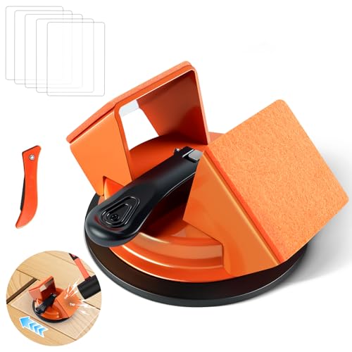 Floor Gap Fixer Tool for Laminate LVP Vinyl Plank & Engineered Hardwood Floors Heavy Duty Aluminum Suction Cup DIY Floor Gap Repair Kit (Orange Double-Sided)
