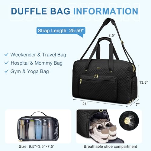 Large Weekender Travel Duffle Bag - With Shoe Compartment Weekender Bags for Womens Carry on Overnight Bag with Toiletry Bag Gym Duffel Bags with Wet Pocket Hospital Bags for Women Labor and Delivery2