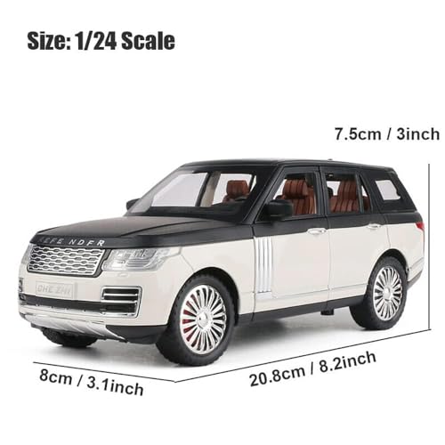 Image of DEOXY 1 /24 Big Range Rover REFENDER Toy Car Metal Pull Back Diecast Car with Openable Door and Sound Light, Gifts Toys for Kids,white