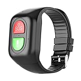 Bracciale SOS Bracciale con localizzazione GPS Posizione Chiamata di emergenza Fitness Orologio per anziani Bambini Nero.