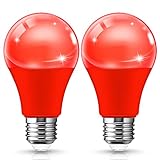 JandCase LED Red Light Bulb, 40W Equivalent, 5W, A19 Color Light Bulbs with E26 Medium Base, Porch, Home Lighting, Halloween Decoration, Not Dimmable, 2 Pack