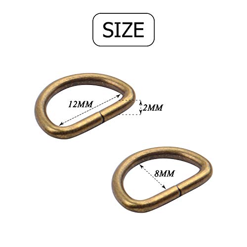Bronagrand 100 Pieces 1/2Inch Metal Bronze D Ring Buckles D-Ring Loop For Handbag Purse Clothes Diy Accessories #TOP4