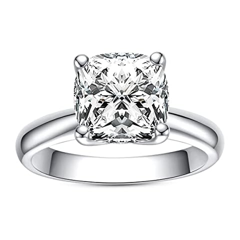 AnuClub Cushion Cut Moissanite Engagement Ring 3.5ct D Color 925 Sterling Silver Eternity Wedding Promise Anniversary Band Ring, Christmas Gift for Women 7.5 Cover