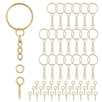 70 Anelli Portachiavi Con Catena | In Metallo Argentato | Per DIY, Organizzazione Chiavi E Craft - Foto 7