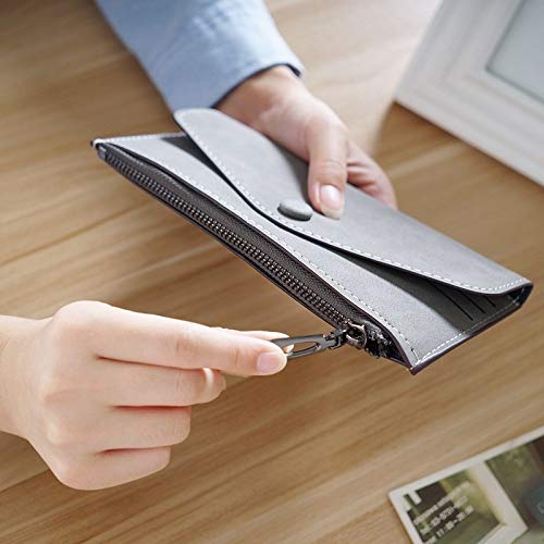 FMURY Wallet Women's Long, Zipper Women's Wallet, Thin Card Holder, Frosted Envelope, New Wallet(C)2
