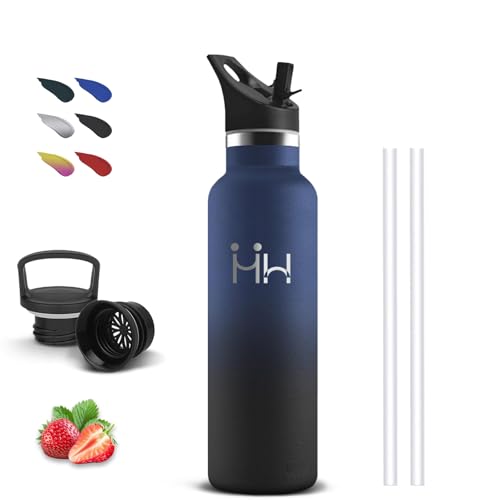 Borraccia, Borraccia Termica 500 ml, Senza Perdite, Borraccie con Cannuccia, Senza BPA, Borraccie Acciaio Inox, Acciaio Inossidabile 18/8, Borracce Metallo per Campeggio, Ufficio, Caffè, Yoga, Scuole