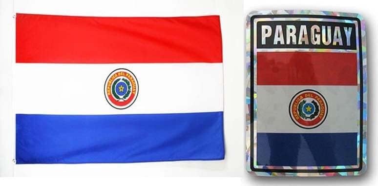 Deluxe Combo Set Paraguay Country 3x5 3x5 Flag and 3"x4" Decal by Lumaglow