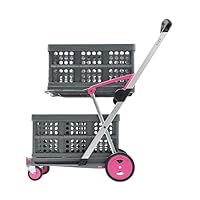 CLAX® Handwagen | inklusive Faltbox | pink + zusätzlicher Klappbox als Bundle