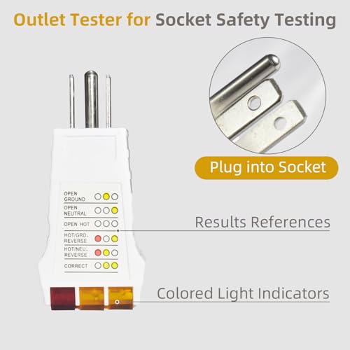 Image of Outlet Tester, Circuit Tester for Grounding Products, Electric Outlet Tester Plug in, Socket Tester for North American Outlets