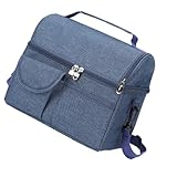 POPETPOP Bolsa Térmica Grande Doble Aislamiento para Alimentos y Pañales Diseño Plegable y Ligero para Trabajo y Color Azul Marino
