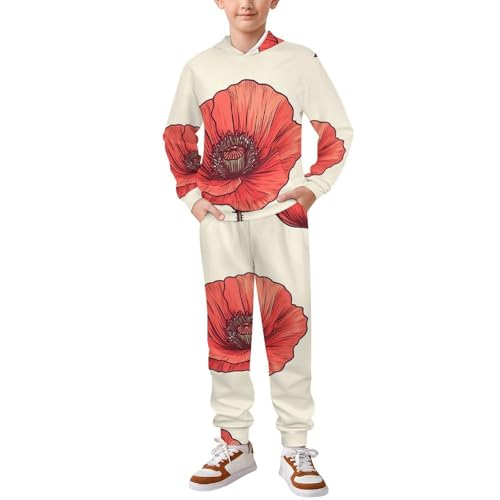 Poppy FlowerChildren's Sweater Suit, Suitable for Spring, Autumn And Winter, Daily Matching