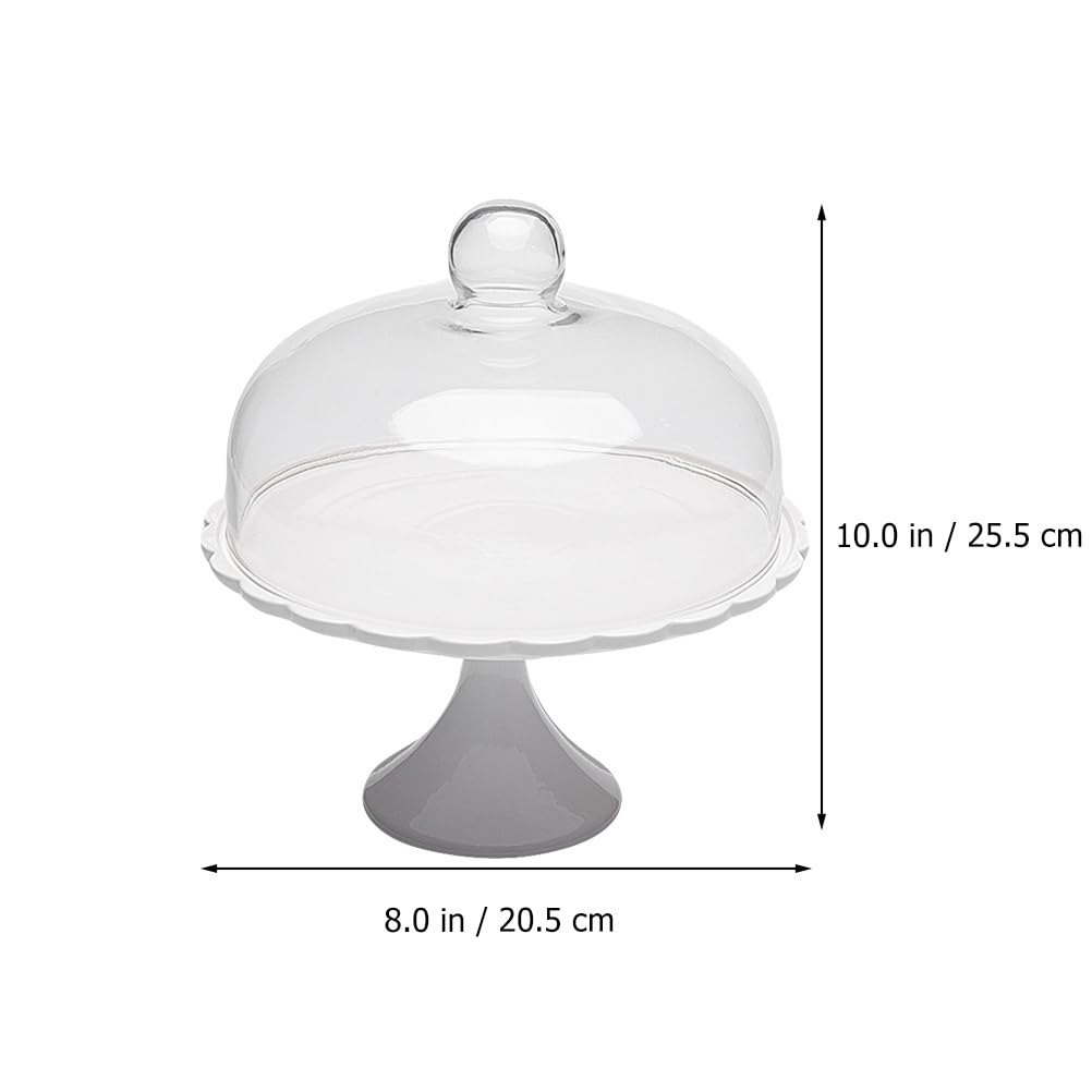 HEMOTON Plateau à gâteau en céramique avec dôme pour servir des gâteaux, des collations, des salades, des légumes, des punaises, des desserts, des gâteaux en verre