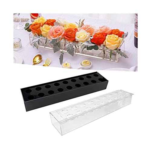 Vase rectangulaire acrylique transparent blanc E pour table - 7
