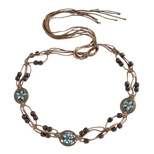 M CNBOME Adjustable Bohemian Hand-woven Rope Waist Belt for Women