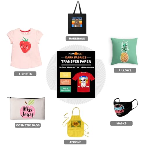 HTVRONT Heat Transfer Paper for T Shirts 20 Sheets, 8.5" X 11" Printable Heat Transfer Vinyl, Vivid Color & Durable Iron on Transfer Paper for Dark Fabric - Image 4