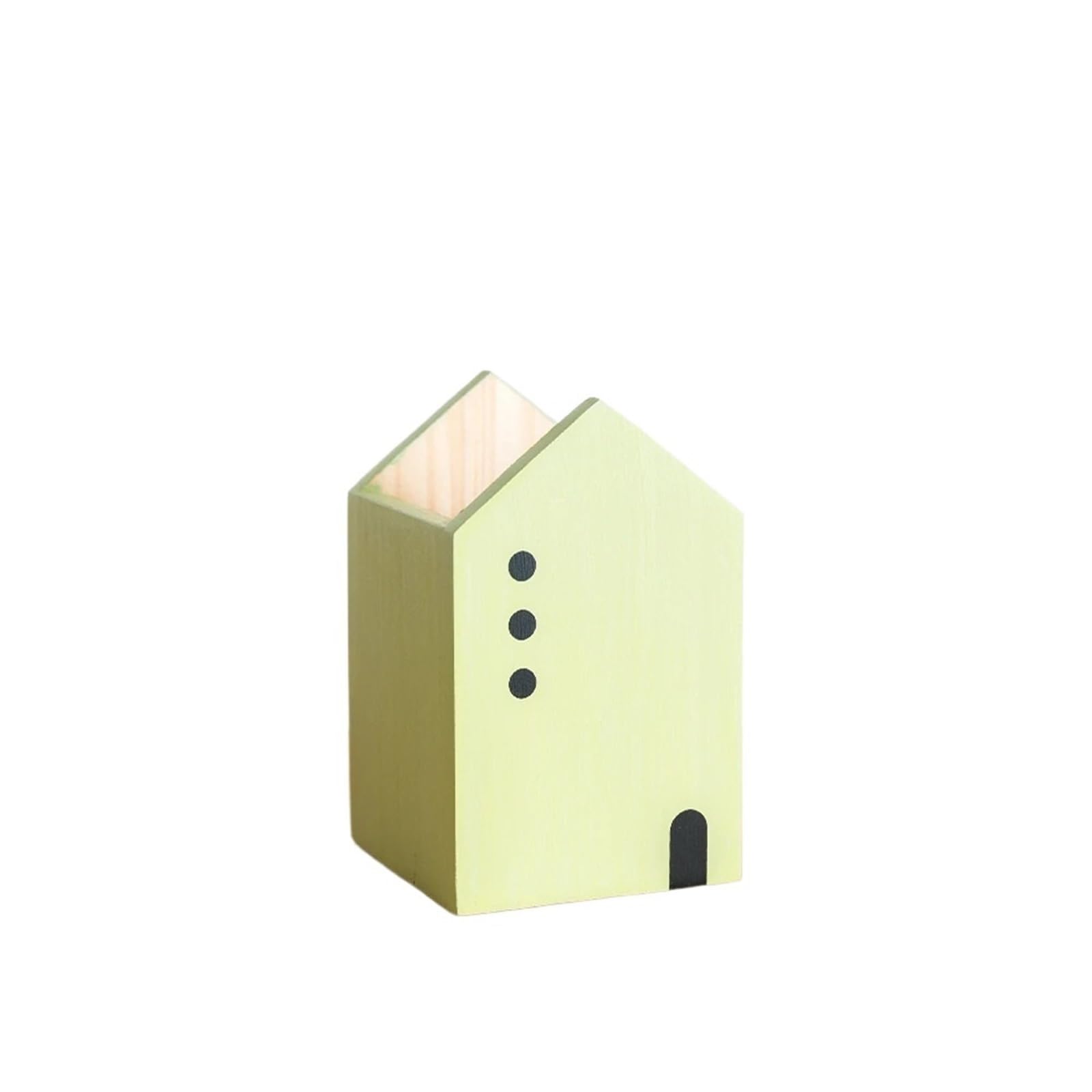 EnxJire Pen Holder Desk Cartoon House Wooden Pen Holder Pencil Container Stationery Storage Box Student/Office Desktop Organiser(Green1 Small)