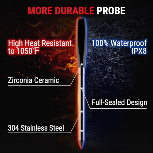 ThermoPro TempSpike 1000FT Wireless Meat Thermometer Digital with 2 Upgraded Ultra-Thin Probe, Kitchen Food Thermometer for Cooking, Turkey, Oven, Smoker, Rotisserie, BBQ, Grill Temperature Indicator