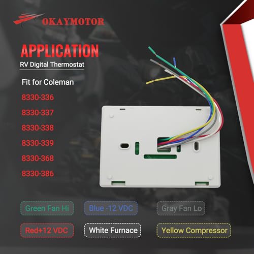 Image of OKAY MOTOR RV Digital Thermostat for Coleman 83303362 Air Conditioner Heat /Cool T-Stat Wall 8330-336 337 338 339 368 386 - White
