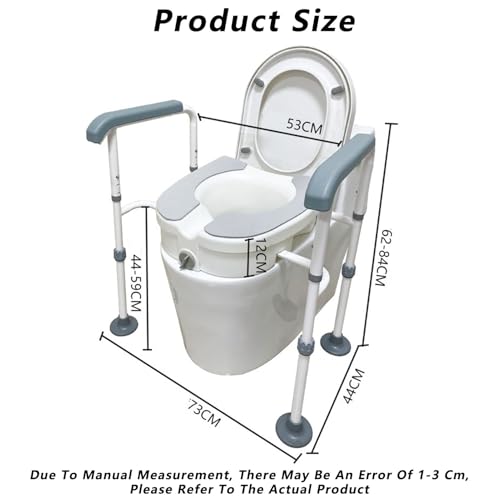 Adjustable Height Toilet Safety Frame & Rail, Shower Chair Included