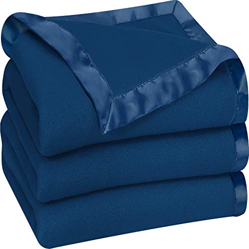Utopia Bedding Fleece Blanket King Size Navy Soft Cozy Sateen Bed Blanket Microfiber
