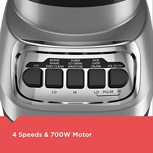 BLACK+DECKER PowerCrush Multi-Function Blender with 6-Cup Glass Jar, 4 Speed Settings, Silver 3