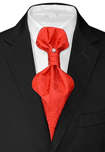 Image of Vesuvio Napoli PreTied ASCOT Solid PAISLEY Color Cravat Men's Neck Tie 21 Colors
