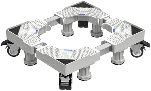 2024 Sixcom 改良式 洗濯機 台 ねじ作業不要 冷蔵庫置き台 洗濯機パン 置き台洗濯パン ドラム式洗濯乾燥機 台 新8足8輪4パイプ キャスター付 防振パッド付き 長さ調節可能 高さ調節可能 360度回転 対応移動式 昇降可能 騒音対策 減音効果 耐荷重300KG 幅/奥行41~63cm