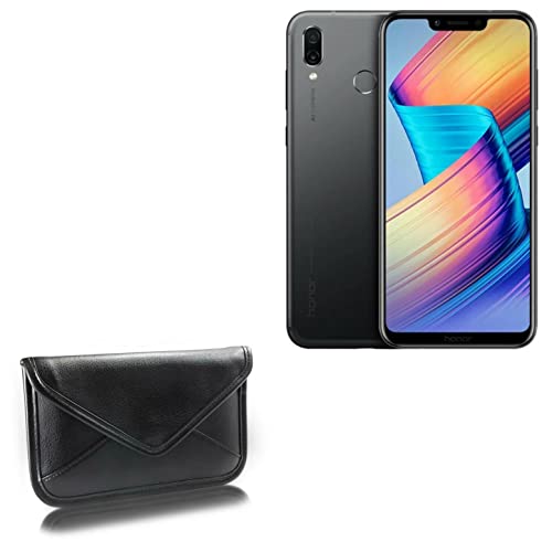BoxWave Case Compatible with Honor Play - Elite Leather Messenger Pouch, Synthetic Leather Cover Case Envelope Design - Jet Black