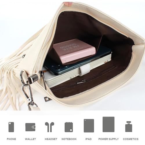 Saddhu Fringe Crossbody Purse for Women Faux Leather Handbag Tassel Bohemian Cross Body Bag for Wedding Cocktail Party4