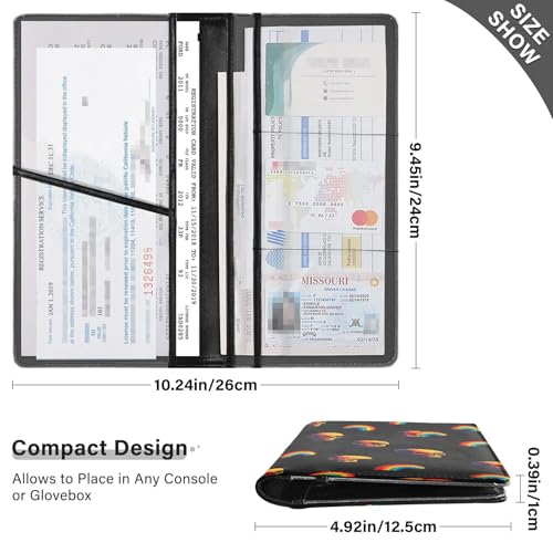 Car Registration and Insurance Holders Rainbow Skulls Print, PU Leather for License Documents Cards3