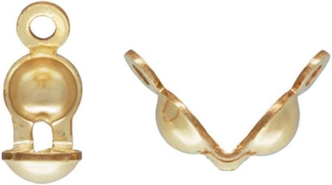 50pcs Adabele Real Yellow Gold Plated Sterling Silver Clamshell Calotte Bead Tip End Cap Knot Cover 2 Closed Ring (Small 3mm Cup) for Jewelry Making SS295-2