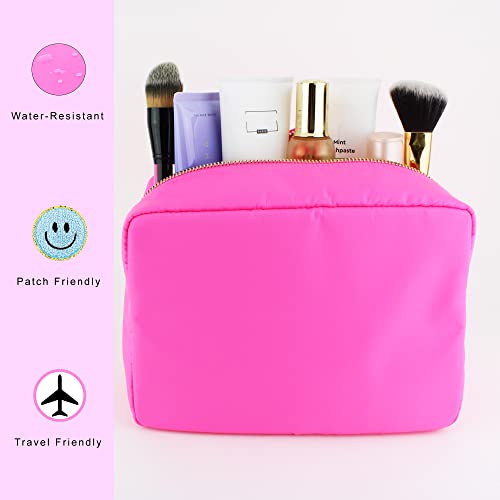 Dancour Large Makeup Bag - Travel Toiletry Bag For Women - Pink Makeup Bag - Large Makeup Pouch - Nylon Cosmetic Pouch Bag - Makeup Organizer - Big Makeup Bag Preppy Make Up Bags For Women And Girls #TOP4