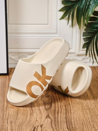 Men's Open Toe Breathable Open Toe Chunky Slippers With OK Pattern, Comfy Non Slip Casual Durable EVA Anti Odor Slides, Men's Summer Footwear4