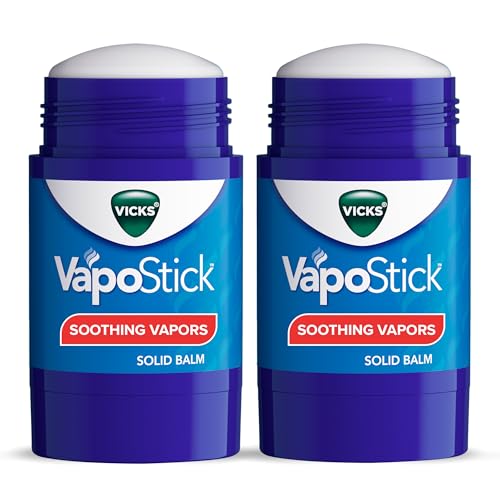 Vicks VapoStick Solid Balm No Mess Soothing Non-Medicated Vicks Vapors Easy-To-Use No-Touch Applicator Quick Dry Lightweight Skin Feel 1.25oz x 2