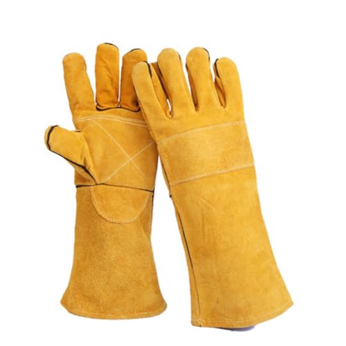 Guantes ignífugos de cuero para barbacoa, horno caliente y trabajos de soldadura