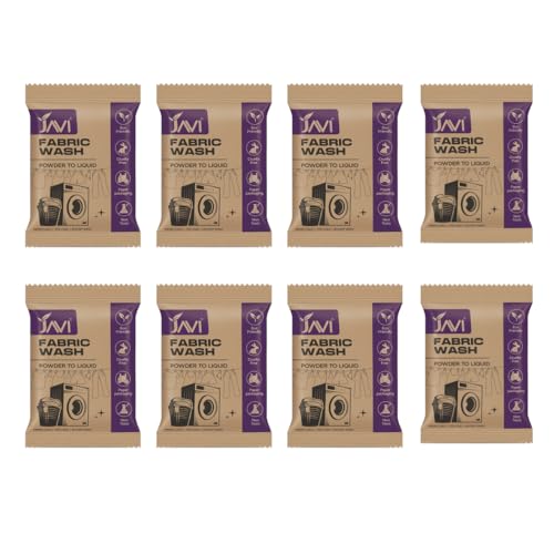 Image of Javi Organic Powder to Fabric Wash | 8 Sachet = 4 Ltr | Lavender Fragrance | Natural, Plant Based, Eco-Friendly, Non-Toxic | Removes Stains & Odour, Protects Colour | Laundry Detergent