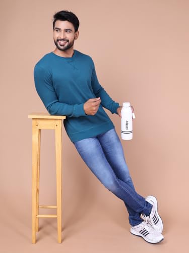 Image of Rupa Colors Waffle Texture Full Sleeves T-Shirt for Men, 100% Cotton with Breathable Fabric, Ribbed Crew Neck, Super Stretchable, Anti-Fungal Dye, Pack of 1