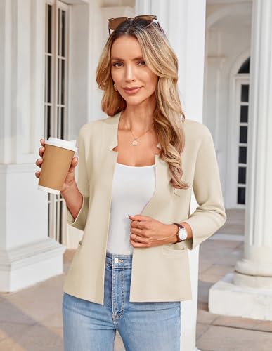 GRACE KARIN Womens Elegant 3/4 Sleeve Cardigans with Pockets Summer Cardigan Open Front Business Office Casual Bolero - Image 4