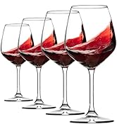 Paksh Novelty Italian Red Wine Glasses - 18 Ounce - Lead Free - Wine Glass Set of 4, Clear