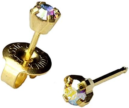 Beauty Made Easy Universal ear piercing kit with 24 pairs iridescent rock crystal earrings hypoallergenic instrument gun