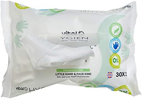 vital baby HYGIENE Super Soft Hand and Face Wipes, 30 Pack, Gentle Cleansing Wipes, Fragrance Free, Hypoallergenic, Alcohol Free, 443937,30 Count (Pack of 1)