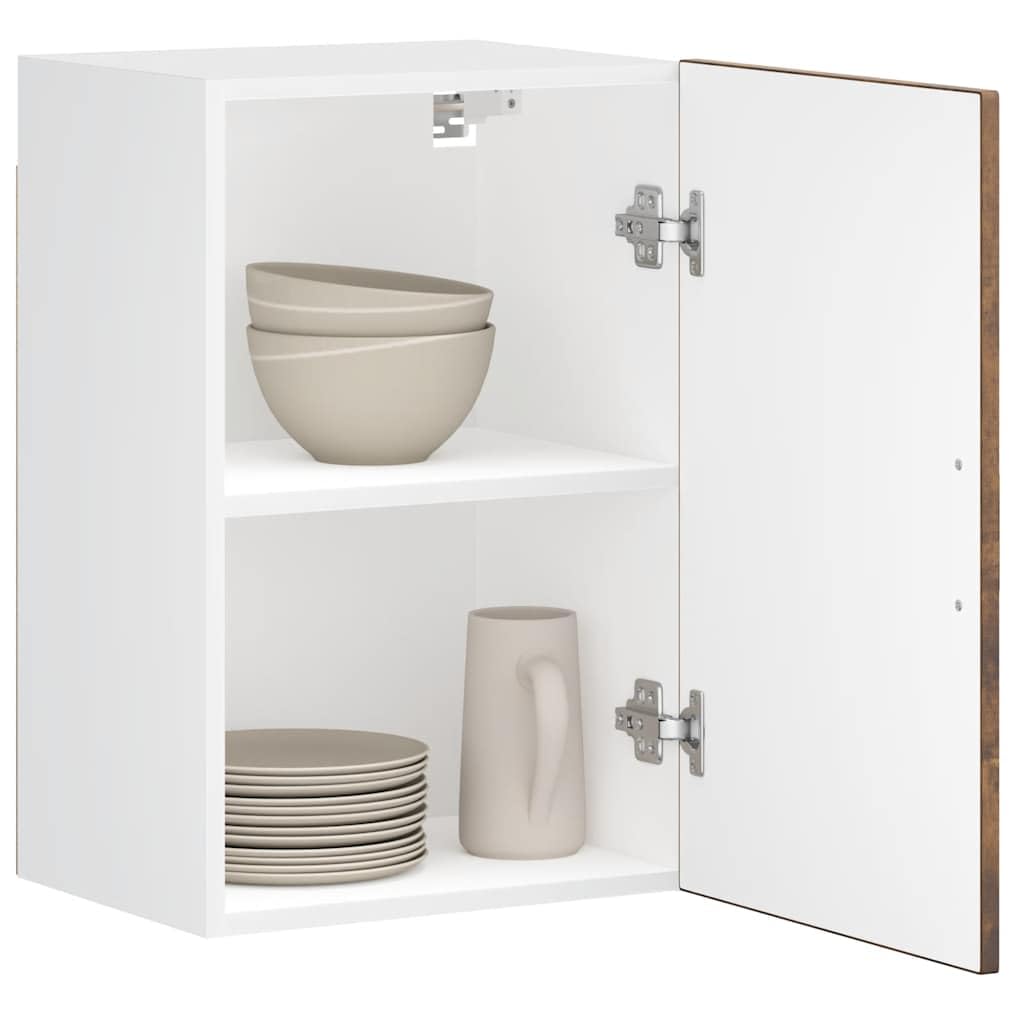 Küchen Hängeschrank Porto Räuchereiche aus Holzwerkstoff, 40 x 31 x 60 cm, mit Tür, Stauraum für Geschirr und Küchenzubehör, wandmontierter Wandschrank für Küche, Flur und Wohnzimmer