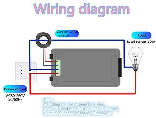 Image of AC 80V-260V Current Voltage Amperage Power Energy Panel Meter LCD Digital Display Ammeter Voltmeter Multimeter (100A(Current CT))